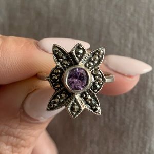 Amethyst and pave ring
